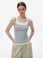 Caveveil - Women's Faux Two-Piece Ribbed Tank Top