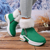 Women's winter side-zipper fleece-lined warm snow boots