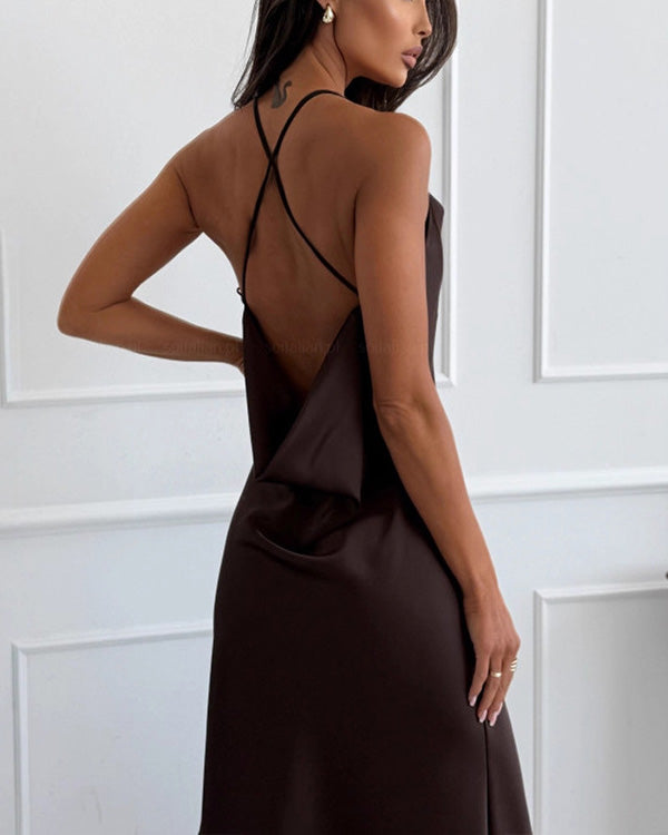 Slip Satin Patchwork Spit Dress