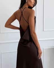 Slip Satin Patchwork Spit Dress