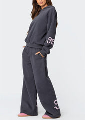 Christmas Sale 50% OFF - Women's Bow Detail Hoodie Sweat Set