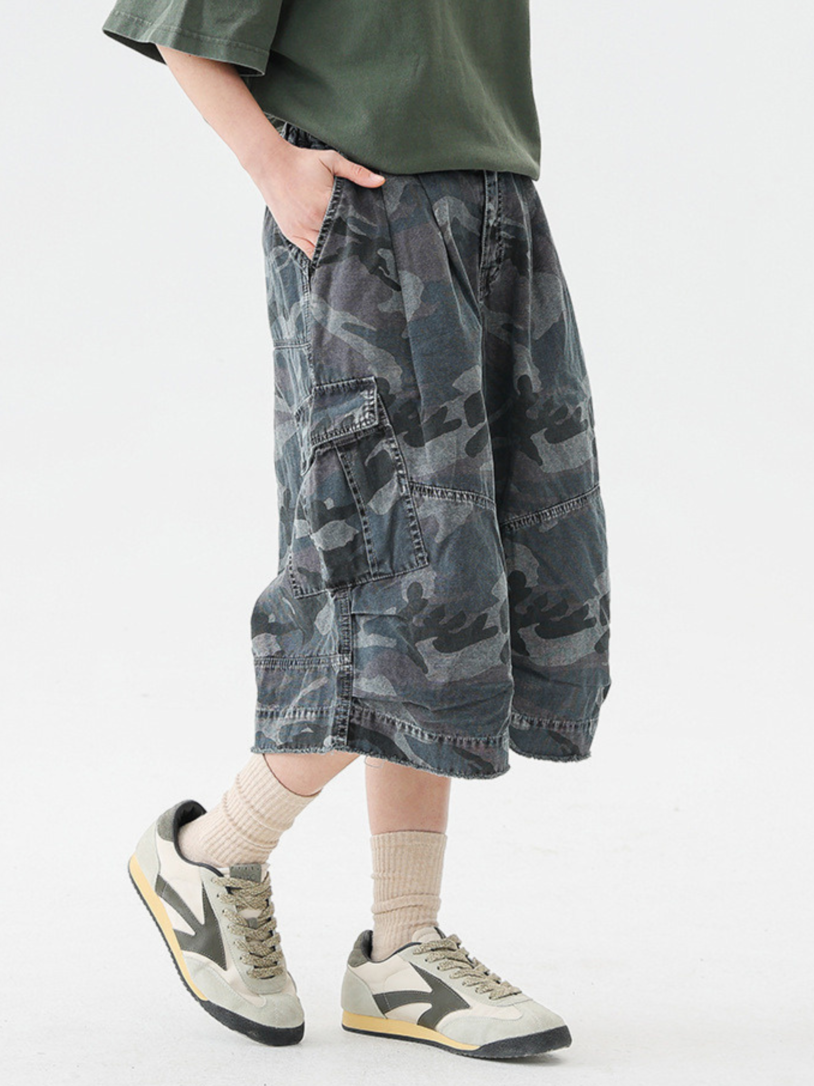CampShell - Unisex Multi-Pocket Camouflage Relaxed Shorts