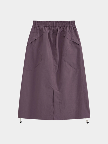 MontView - Women's Quick-Dry Drawstring Utility Midi Skirt