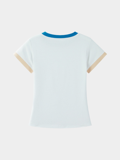 Aquaflow - Women's Color-Block Slim Fit Cropped T-Shirt