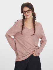Caveridge - Women's V-Neck Slim Fit Long Sleeve T-Shirt