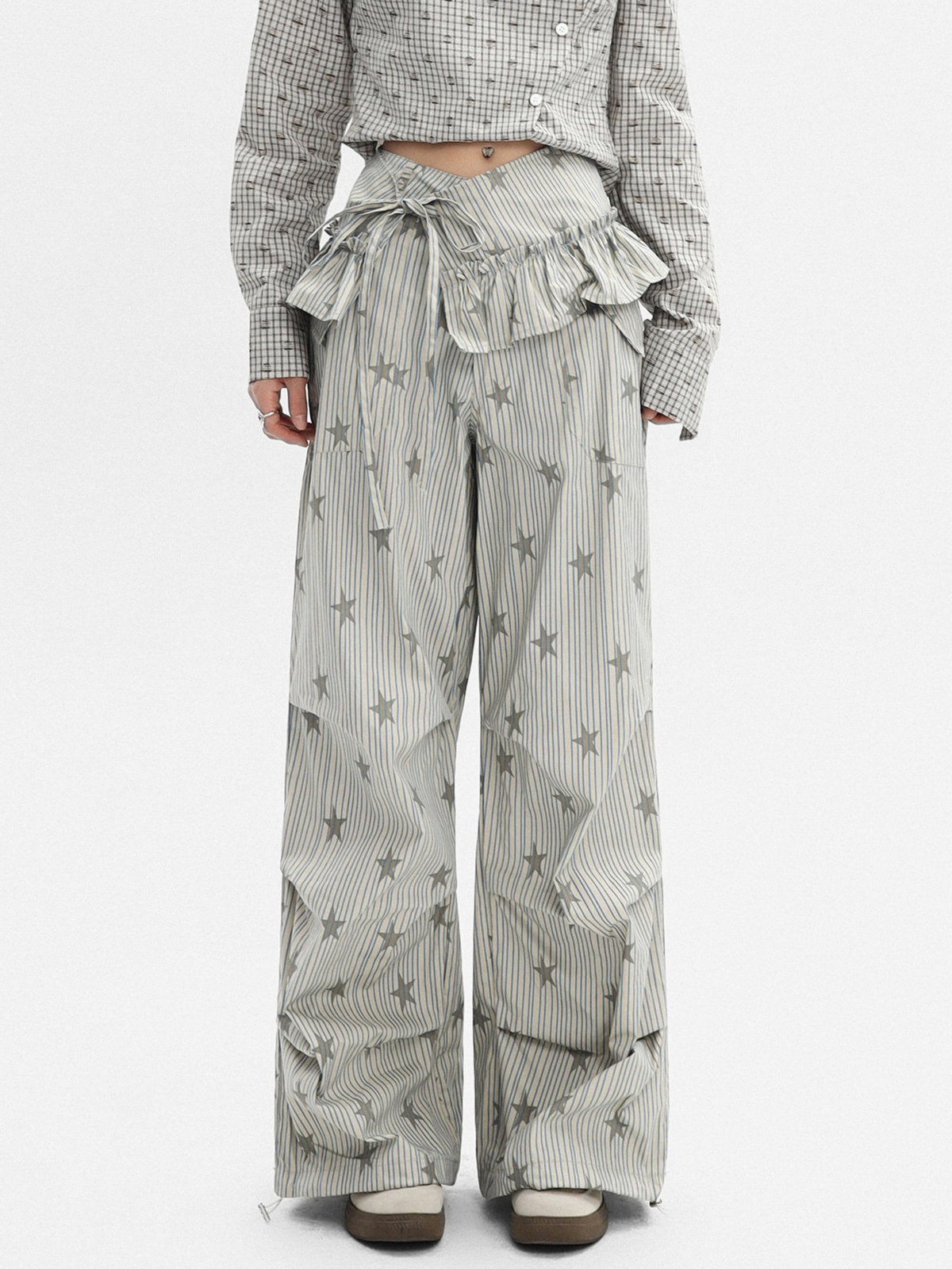 Ashflow - Women's Striped Star Print Cargo Pants