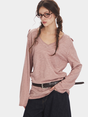 Caveridge - Women's V-Neck Slim Fit Long Sleeve T-Shirt
