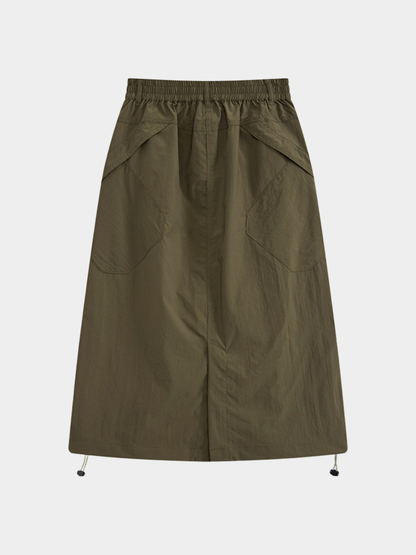 MontView - Women's Quick-Dry Drawstring Utility Midi Skirt