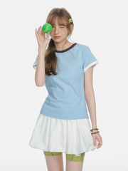 Aquaflow - Women's Color-Block Slim Fit Cropped T-Shirt