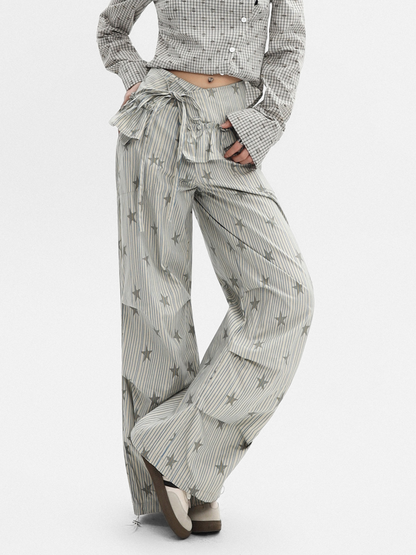 Ashflow - Women's Striped Star Print Cargo Pants