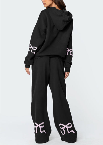 Christmas Sale 50% OFF - Women's Bow Detail Hoodie Sweat Set