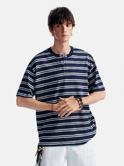 CrestWrap - Men's Lyocell Blend Henley Short Sleeve T-Shirt