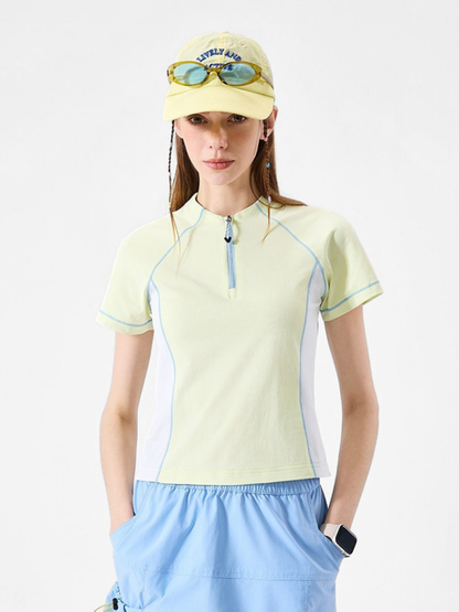 ChillCanopy - Women's UPF50+ Protection Antibacterial Half-Zip T-Shirt