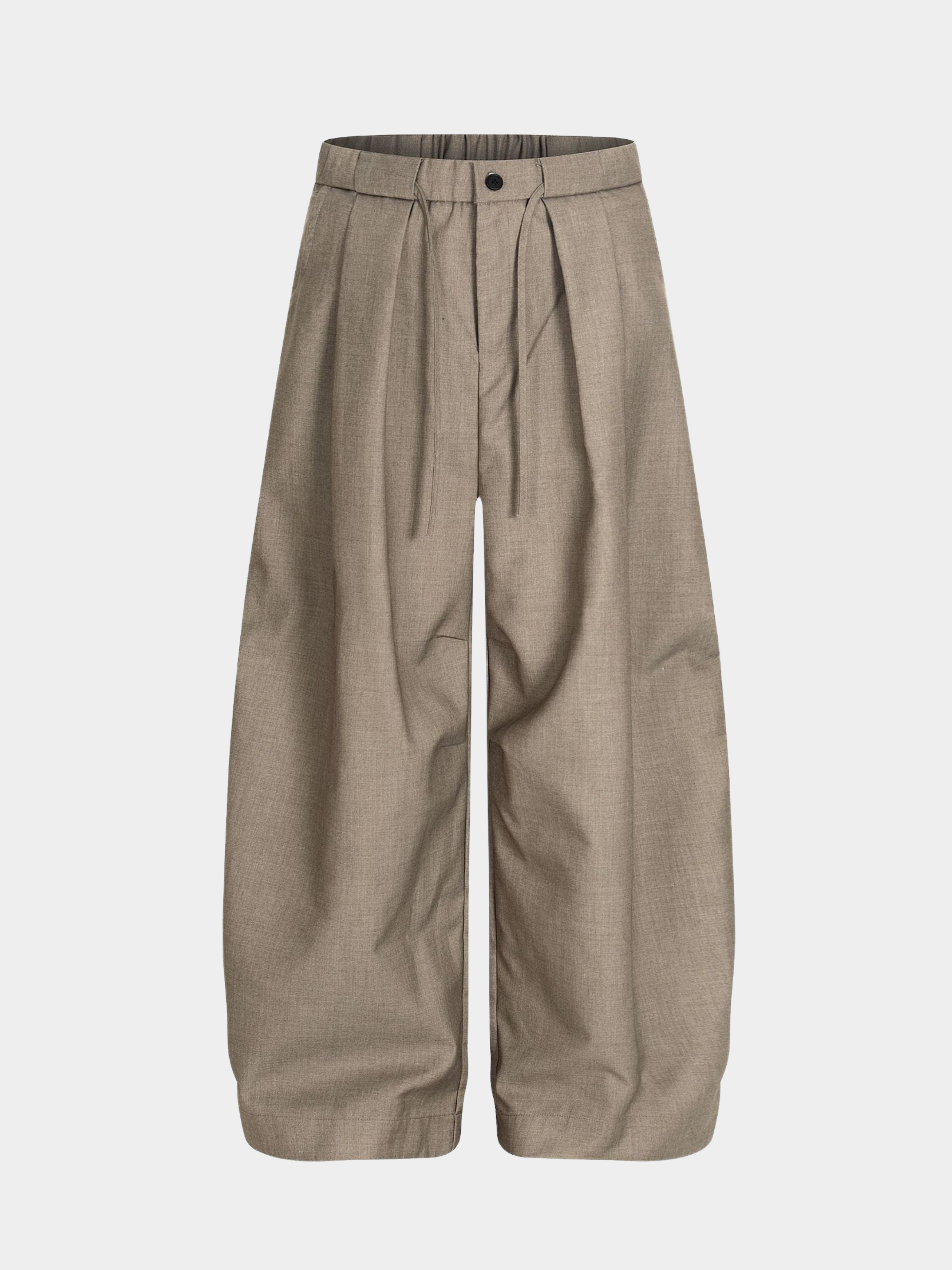 Ashshine - Women's Pleated Drawstring Waist Wide-Leg Tailored Pants