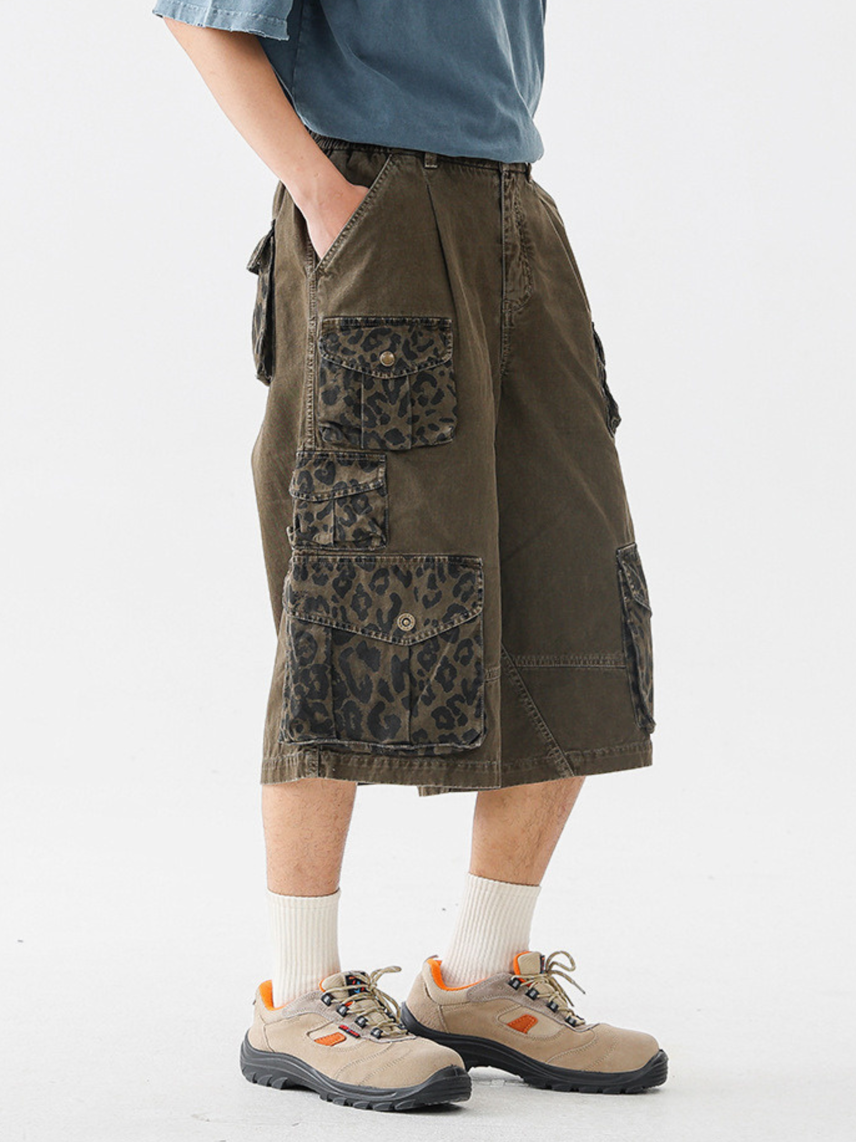 CampStick - Unisex Washed Solid Utility Cropped Pants