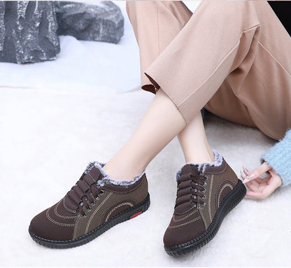 Women's Winter Fleece-lined Warm Non-slip Soft-soled Cotton Shoes