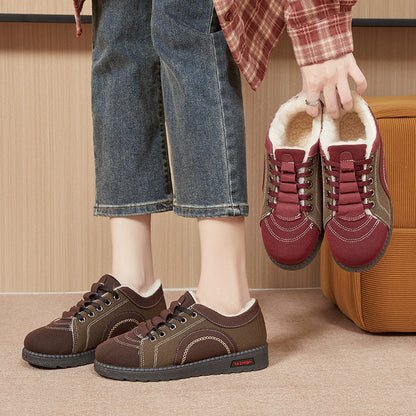 Women's Winter Fleece-lined Warm Non-slip Soft-soled Cotton Shoes
