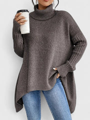 Casual Drop-shoulder Turtleneck Chunky Knit Sweater